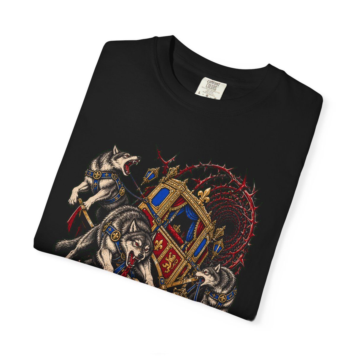 No Royal Carriage Front Print Tee folded front print detail