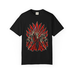 Orchestra of Knives Front Print Tee large front print on a Black Comfort Colors 1717 tee