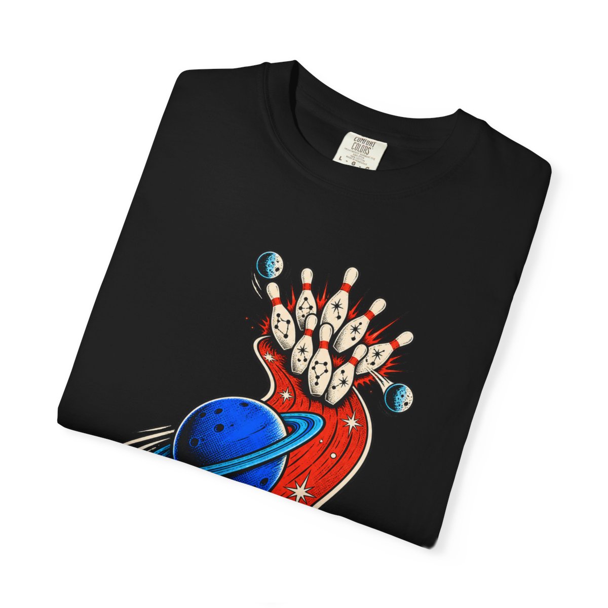 Saturn Bowling Club Front Print Tee folded front print detail