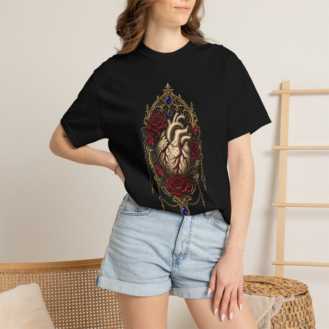 The Black Rose Heart Front Print Tee