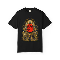 The Cornfield Gate Front Print Tee large front print on a Black Comfort Colors 1717 tee