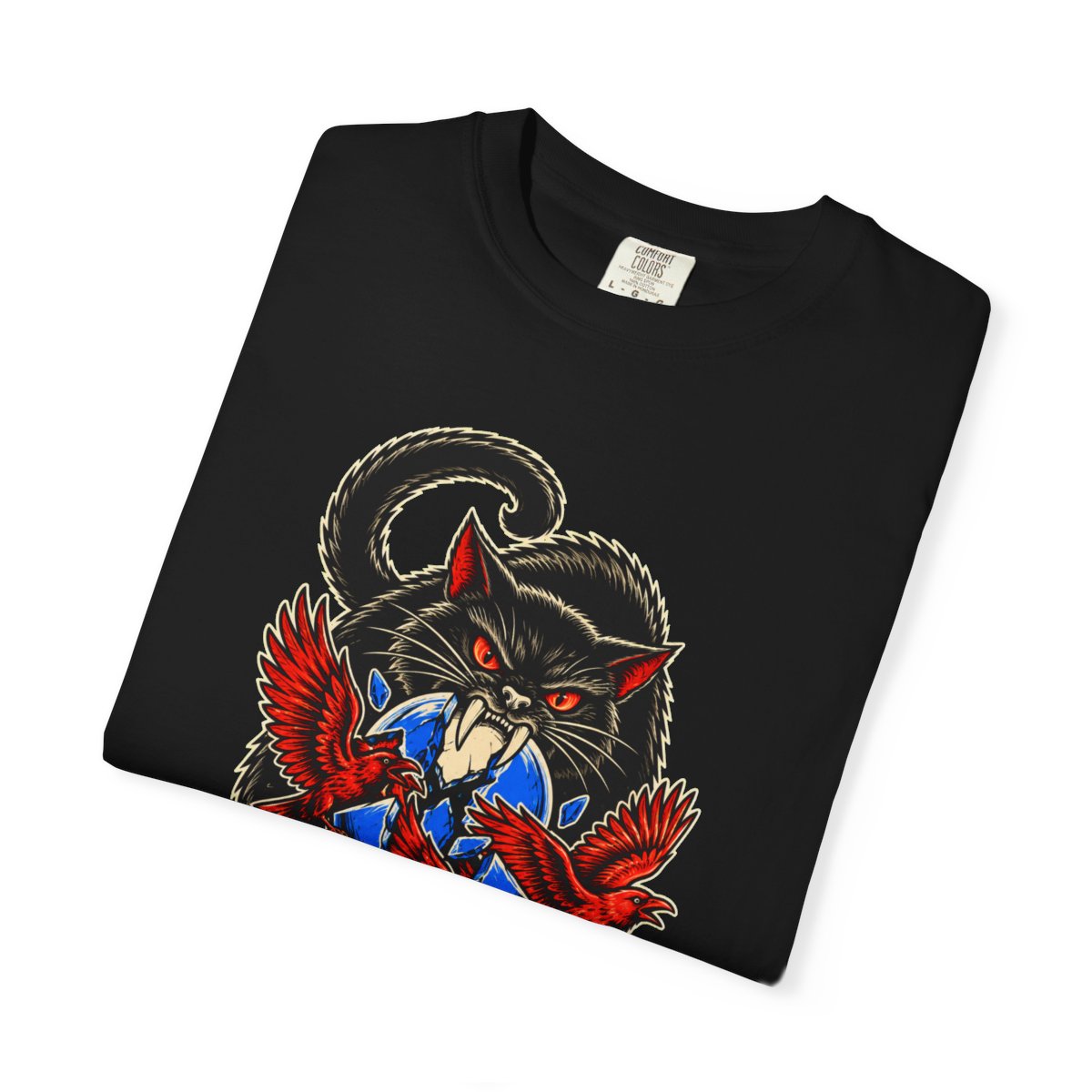 The Familiar Ate the Omen Front Print Tee folded front print detail