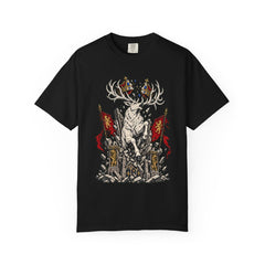 Thronebreaker Front Print Tee large front print on a Black Comfort Colors 1717 tee