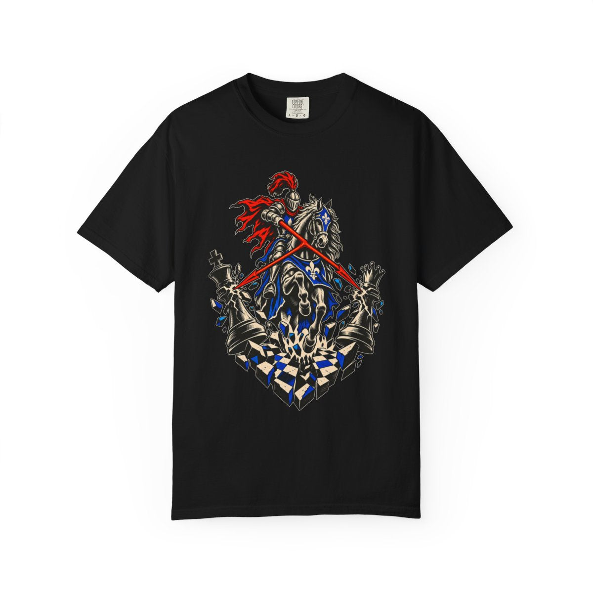 Forked Fate Front Print Tee large front print on a Black Comfort Colors 1717 tee