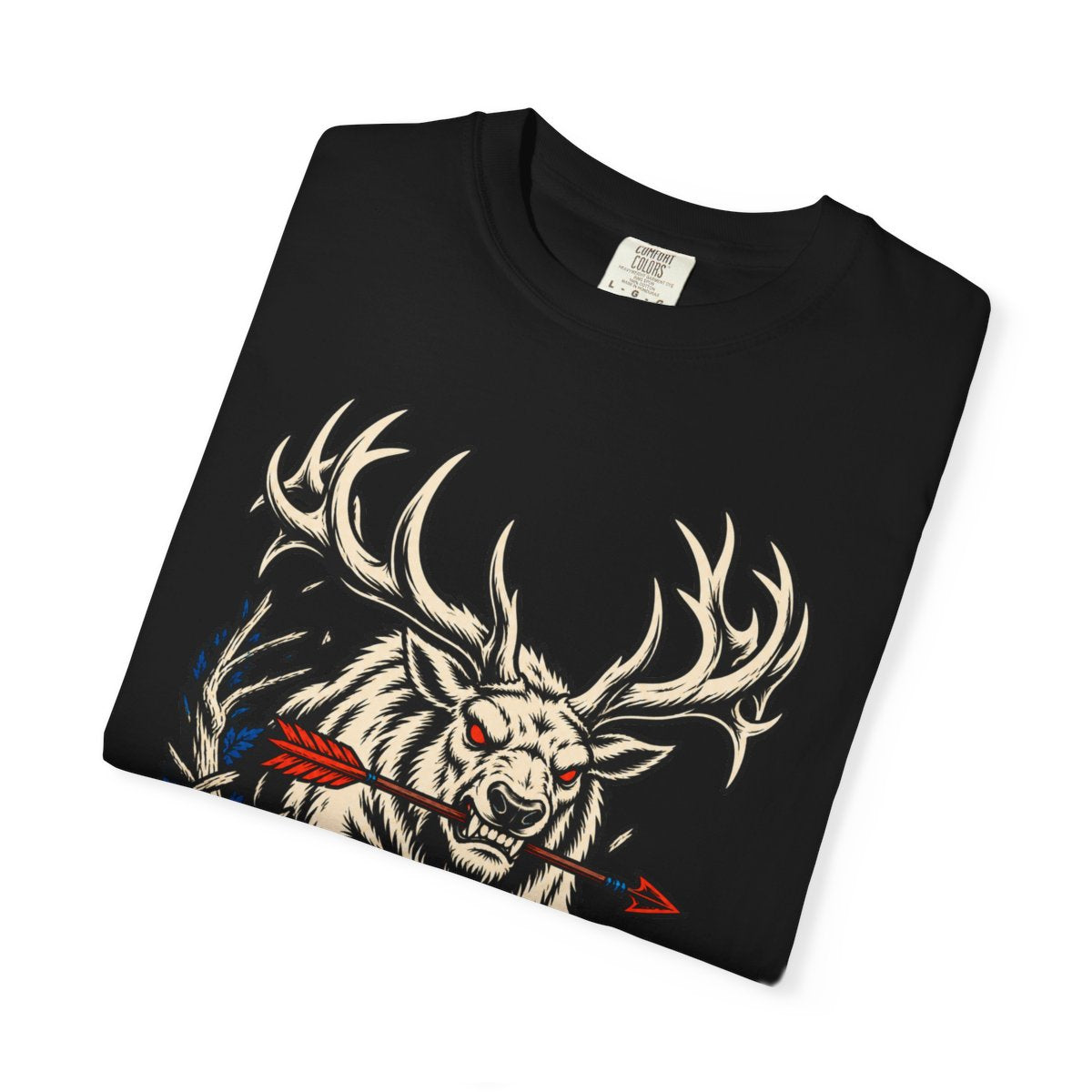 The Hunt Turns Front Print Tee folded front print detail