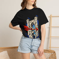 Wallbreaker Front Print Tee worn Printify context view on a Black Comfort Colors 1717 tee