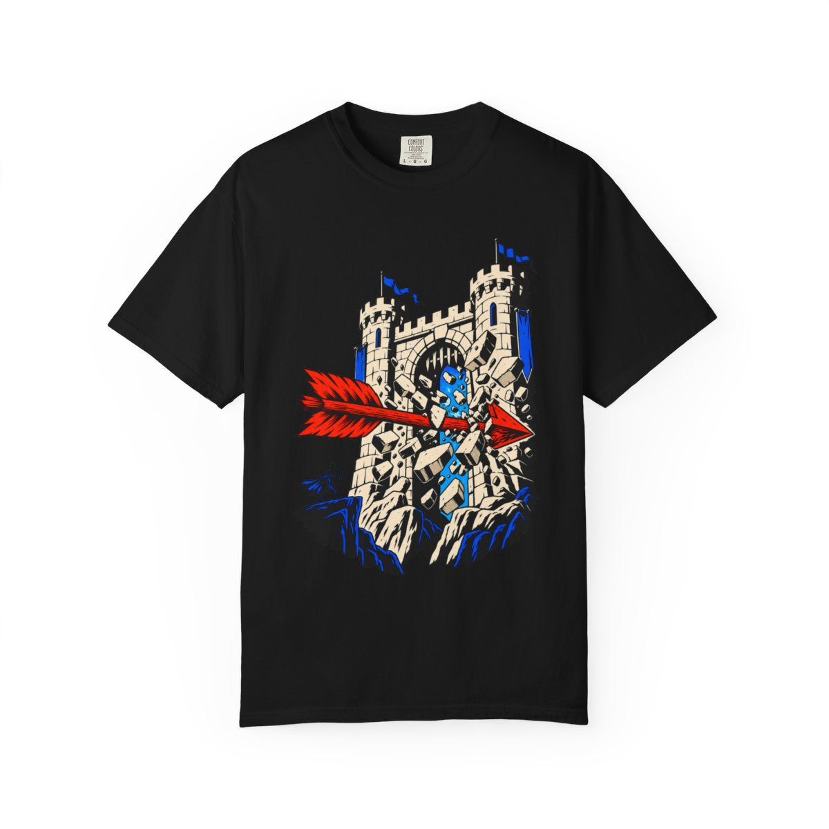 Wallbreaker Front Print Tee large front print on a Black Comfort Colors 1717 tee