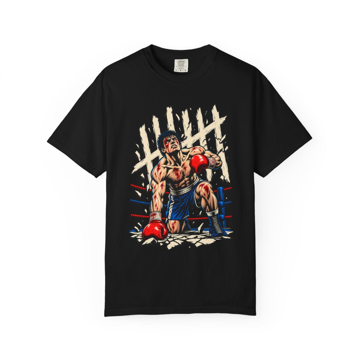 Against the Count Front Print Tee large front print on a Black Comfort Colors 1717 tee