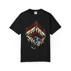 Ring Eater Front Print Tee large front print on a Black Comfort Colors 1717 tee