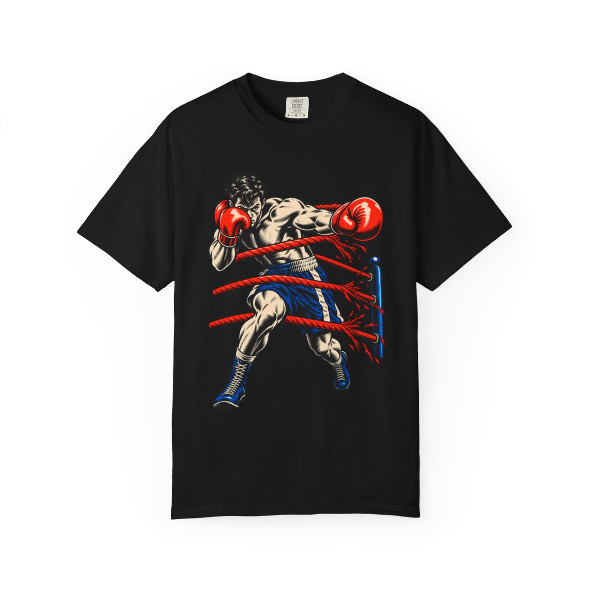 Rope Escape Front Print Tee large front print on a Black Comfort Colors 1717 tee