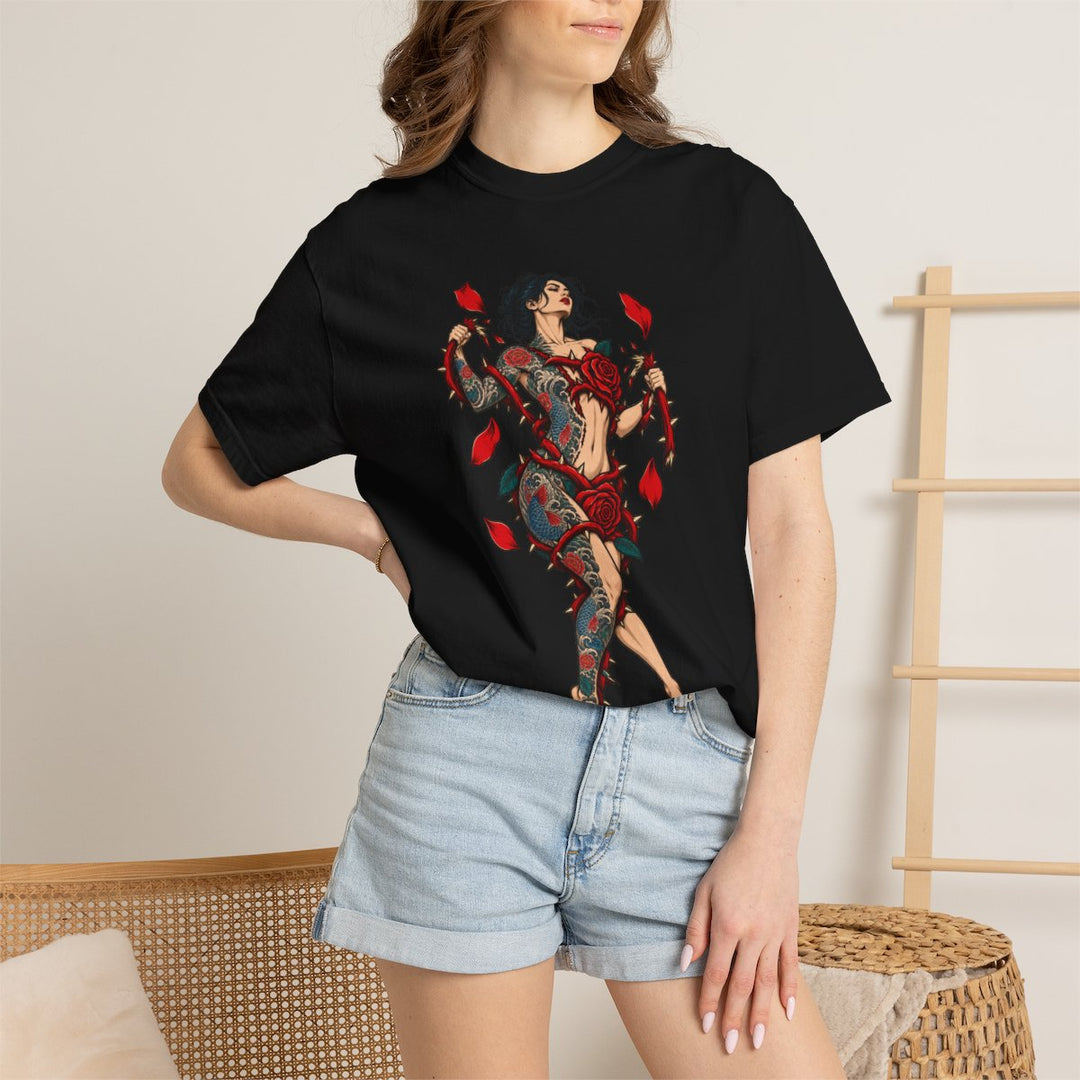 Rose Cage Break Front Print Tee