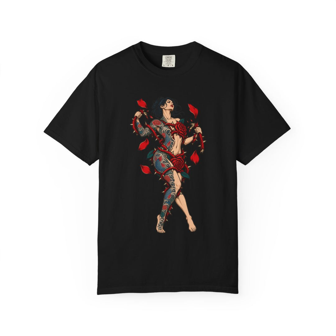 Rose Cage Break Front Print Tee