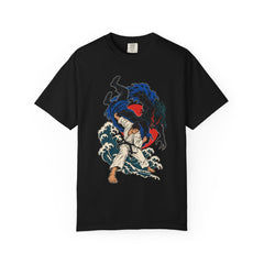 Shadow Throw Front Print Tee large front print on a Black Comfort Colors 1717 tee