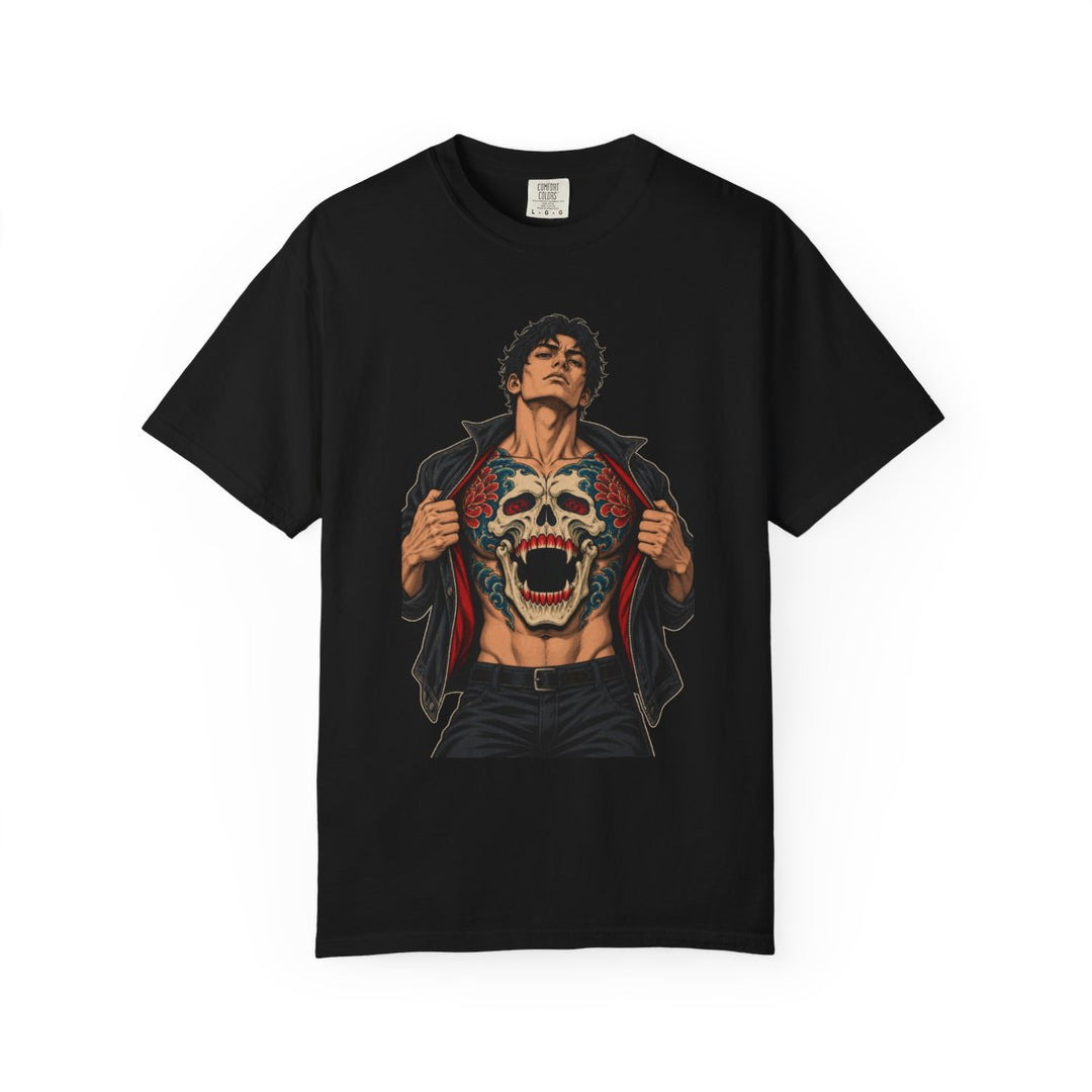 Skull Mouth Opening Front Print Tee