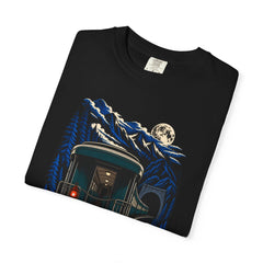 The Last Car Is Empty Front Print Tee folded front print detail