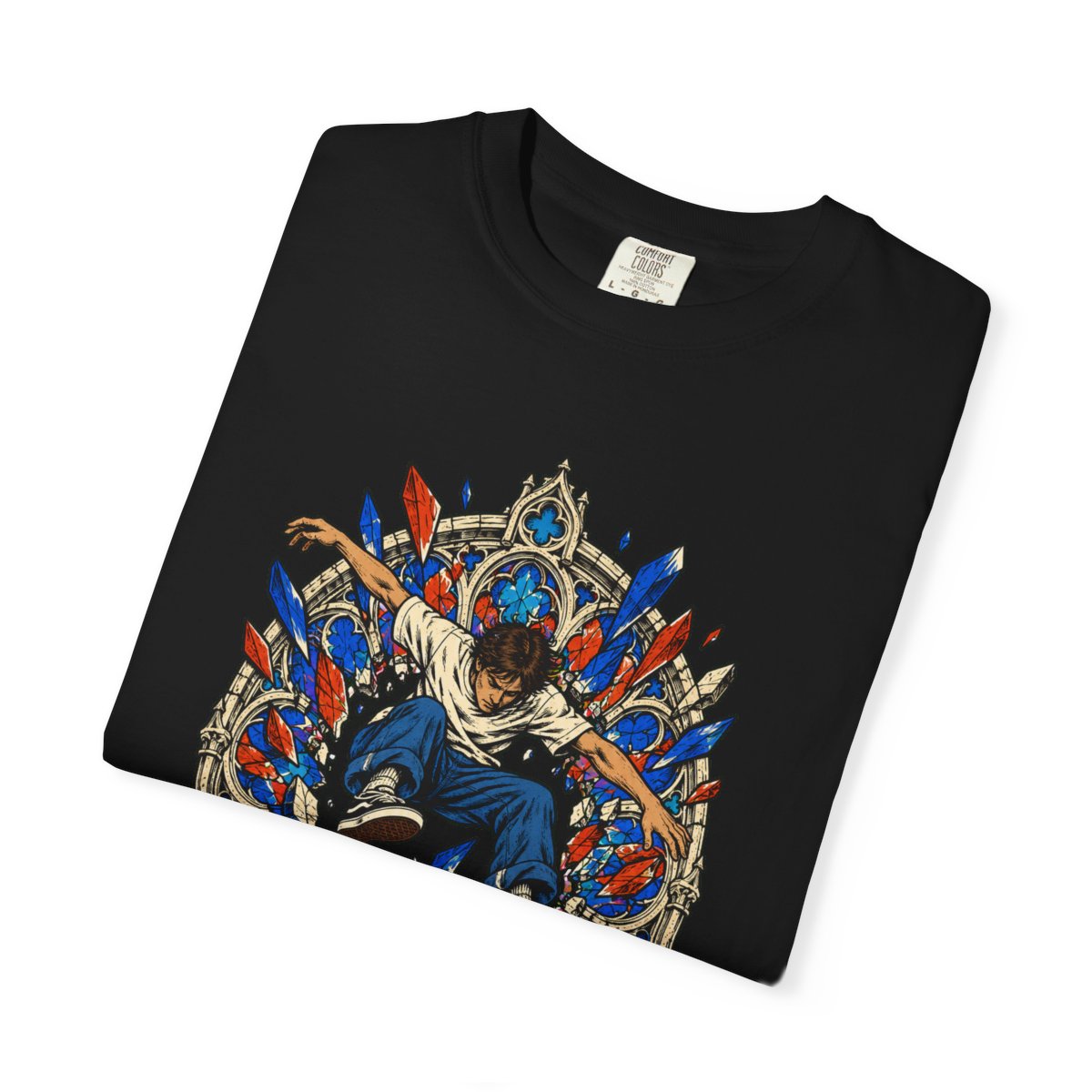 Kickflip Through Judgment Front Print Tee folded front print detail