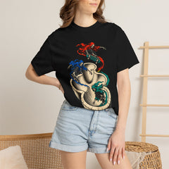 Midnight Session Never Ends Front Print Tee worn Printify context view on a Black Comfort Colors 1717 tee