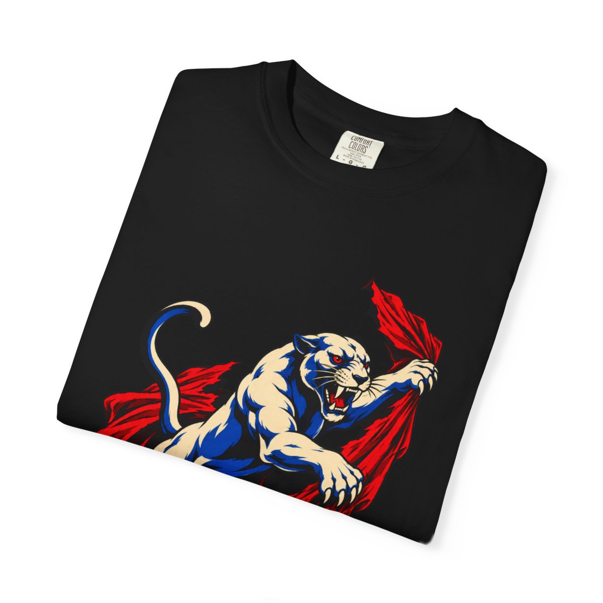 Panther Tears the Velvet Front Print Tee folded front print detail