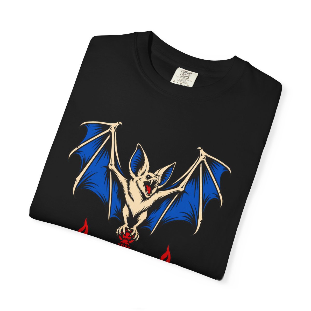 The Chandelier Takes Flight Front Print Tee folded front print detail