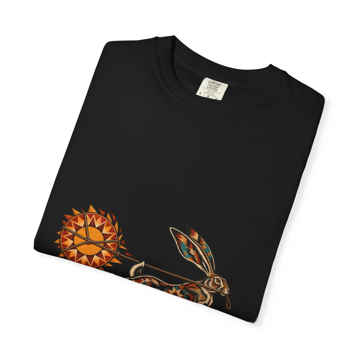 Jackrabbit Steals the Sunrise Front Print Tee folded front print detail
