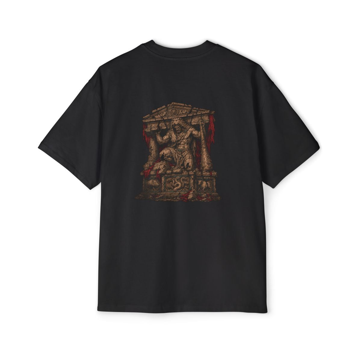 Throne of Twelve Labours — Heracles — Glory in Ruin crest on the front of the Heavy Oversized Tee
